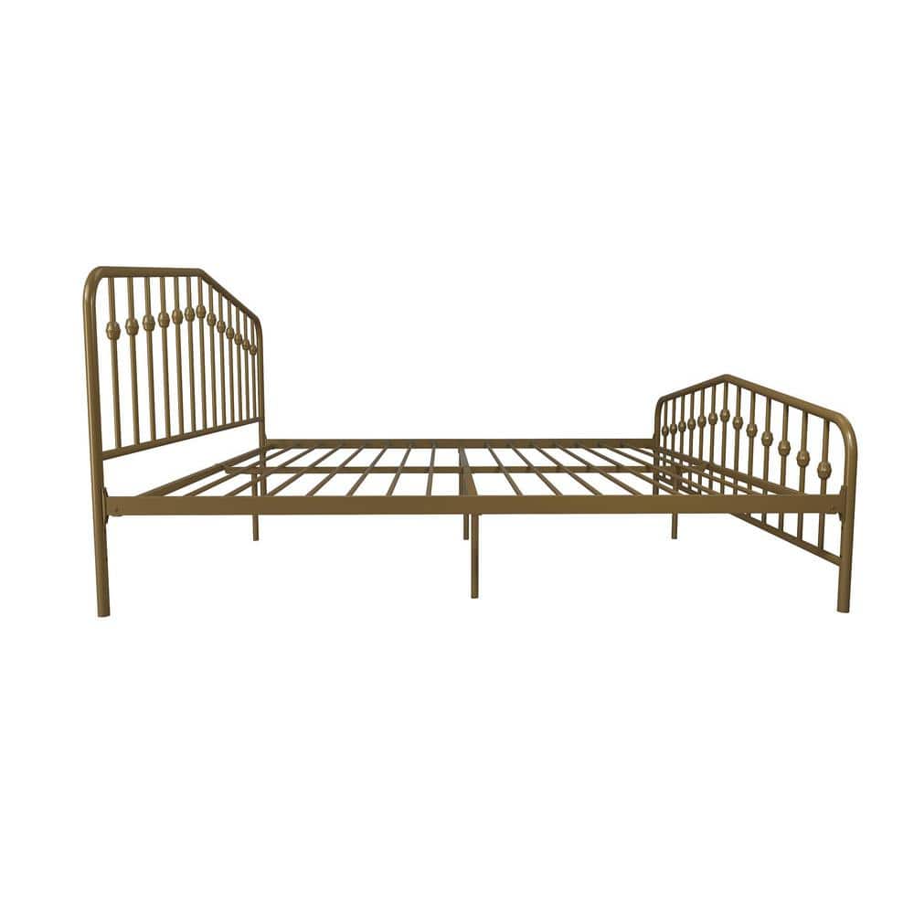 Bushwick Gold King Metal Platform Bed with Headboard