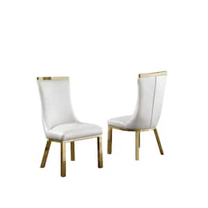 Nina White Faux Leather With Stainless Steel Legs Side Chair (Set of 2)
