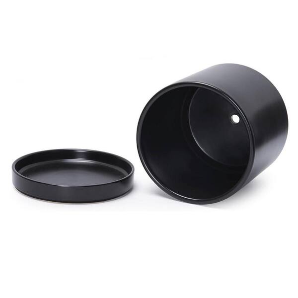 Large Black Ceramic Indoor/Outdoor Planter with Saucer (10 in. W x