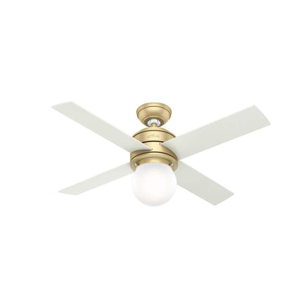 Hepburn 44" Modern Brass Low Profile Ceiling Fan with LED Chandelier