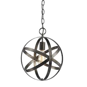 12 in. 1-Light Antique Silver Outdoor Pendant