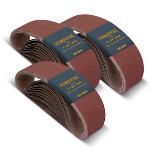 4 in. x 24 in. 10 Each of 60/80/120 Grits, Aluminum Oxide Belt Sander Sanding Belt Assortment (30-Pack)