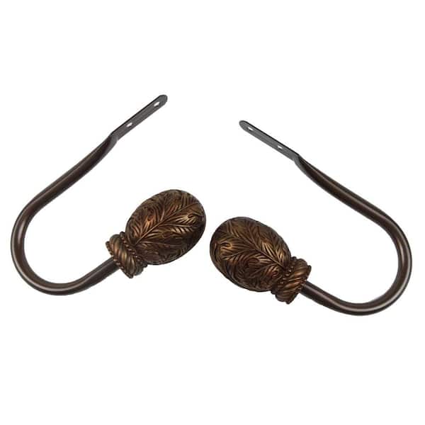 Rod Desyne Forest Cocoa Steel Hook Curtain Holdback (Set of 2)