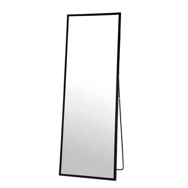 15 in. W x 58 in. H Rectangle Black Wood Framed Floor Mirror, Full
