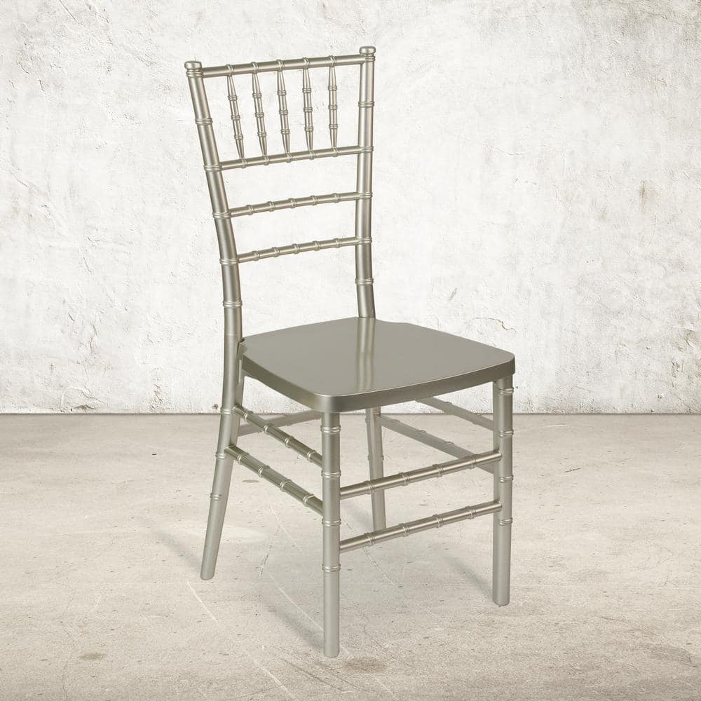 Silver Plastic Armless Chiavari Stacking Chair