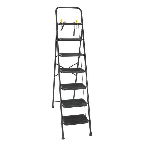 6-Step 12 ft. Reach Steel Step Stool, 500 lb. Load Capacity