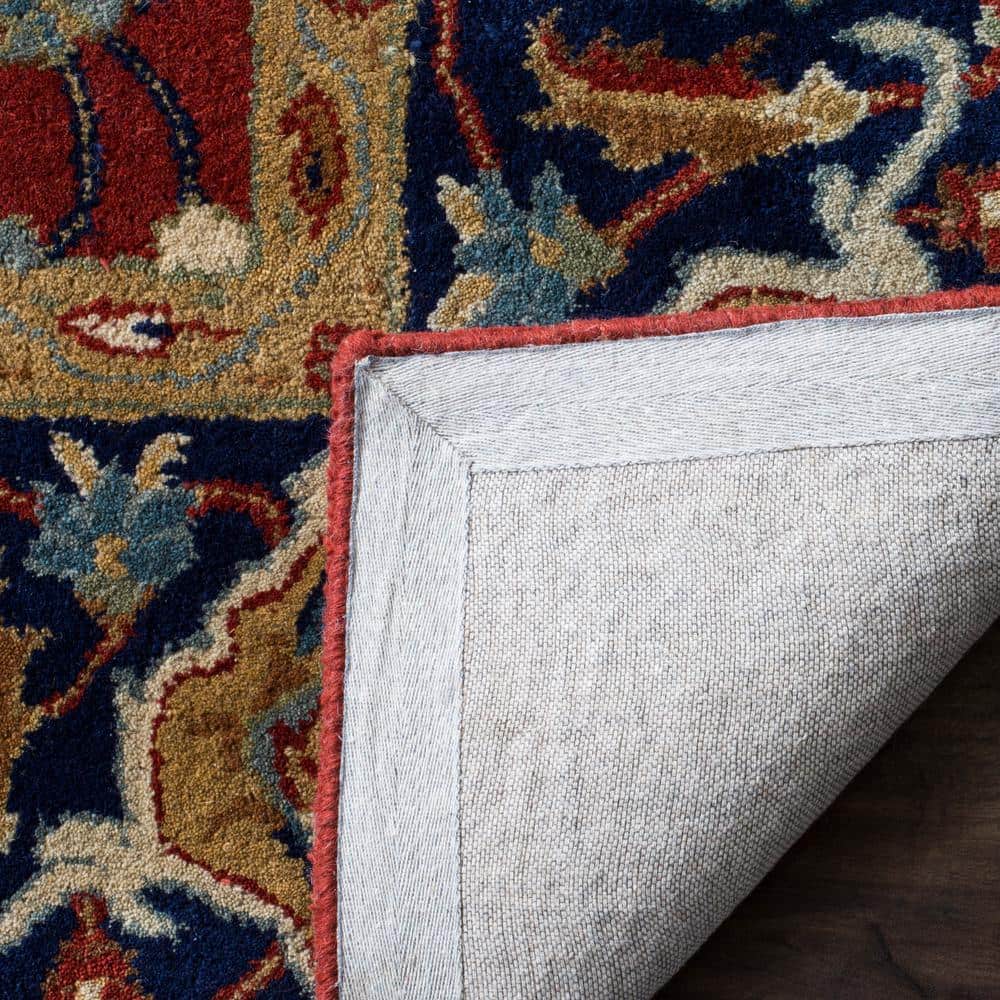 Handmade Red and Navy Wool 4' x 6' Tufted Area Rug