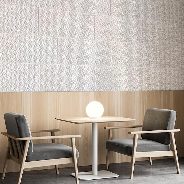Retreat White 10 in. x 20 in. Glossy Textured Ceramic Wall Tile (1.345 sq. ft./Each)