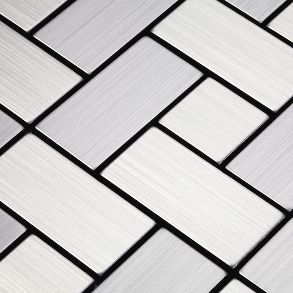 SpeedTiles California Silver Stainless Steel 11.3 in. x 11.3 in. x 5mm Metal Peel and Stick Wall Mosaic Tile (5.32 sq.ft./case)