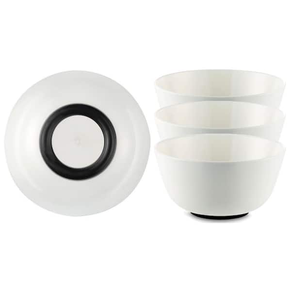25 oz. 5 in. White with Black Base PBT Palm Non-Slip Cereal Bowl (Set of 4)