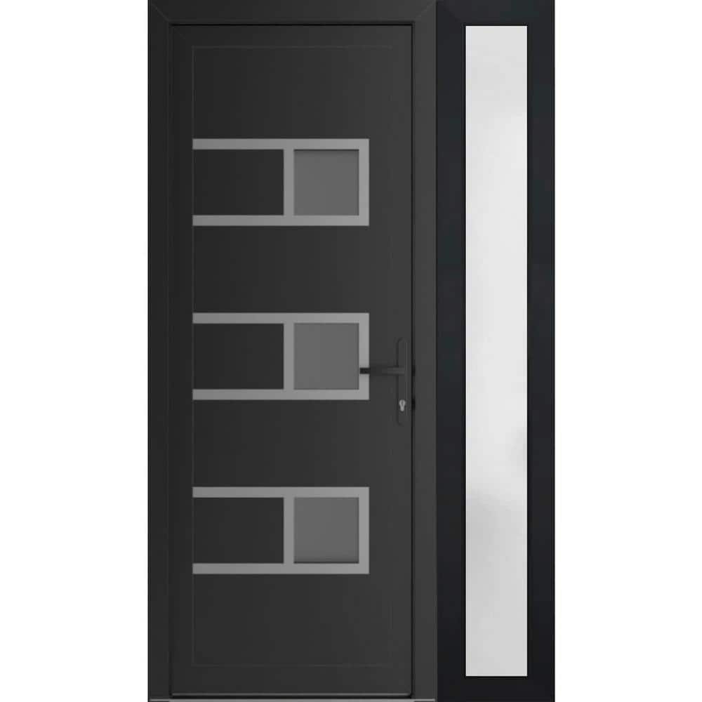 46 in. x 80 in. Left-hand/Inswing Mirrored Glass Matte Black Steel Prehung Front Door with Hardware price history on PriceWatchPro
