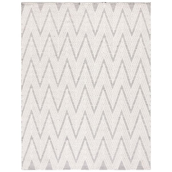 Natura 9 ft. x 12 ft. Ivory/Black Chevron Striped Modern Area Rug