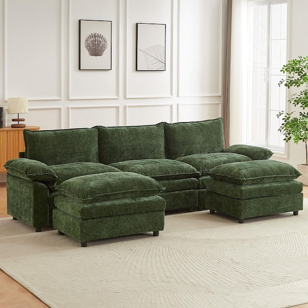 FUFU&GAGA 106 in. Rectangle Arm 2-Piece Corduroy Upholstery L