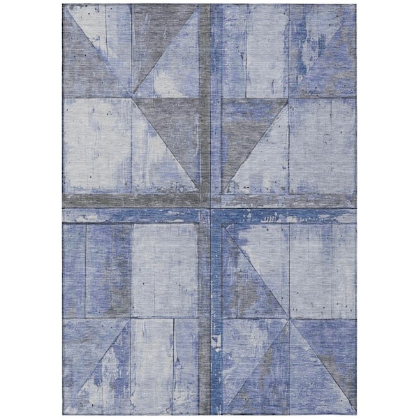 Chantille Machine Washable Indoor/Outdoor Abstract ACN1876 Denim 9 ft. x 12 ft. Accent Rug