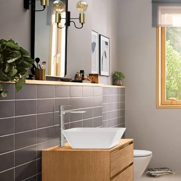 Hansgrohe Rebris E Single Handle Single Hole Bathroom Faucet in