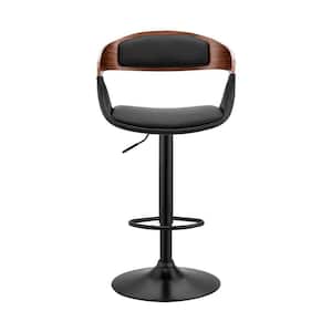 Valerie 43 in. H Black Low Back Metal Adjustable Bar Stool with Faux Leather Seat Set of 1
