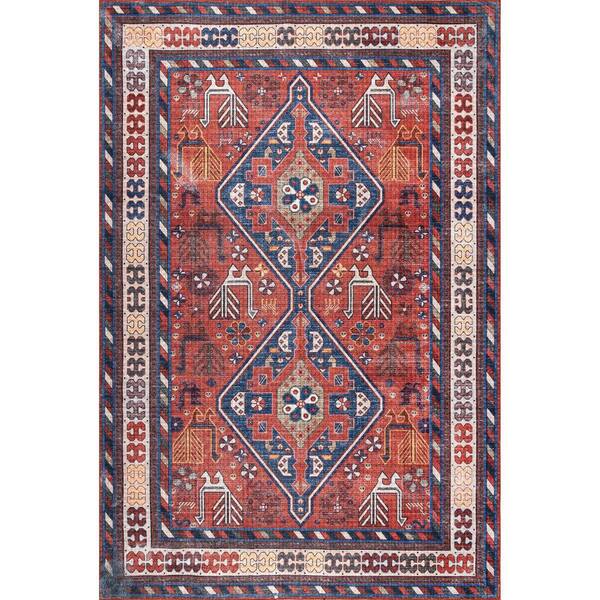 nuLOOM Stella Rust 4 ft. x 6 ft. Machine Washable Traditional Tribal Indoor Area Rug