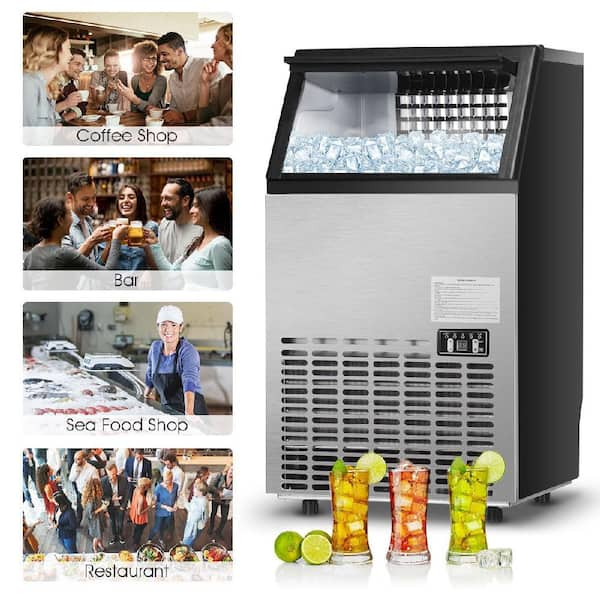 110 lb. 24 inch Built-In Ice Maker in Black and Silver Stainless Steel