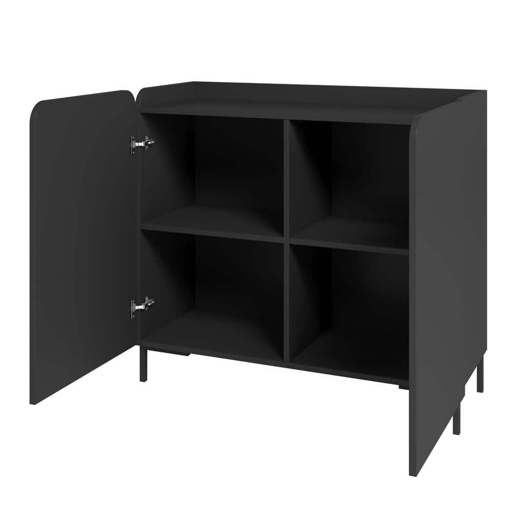 Black Mid-Century Modern Freestanding Office Cabinet