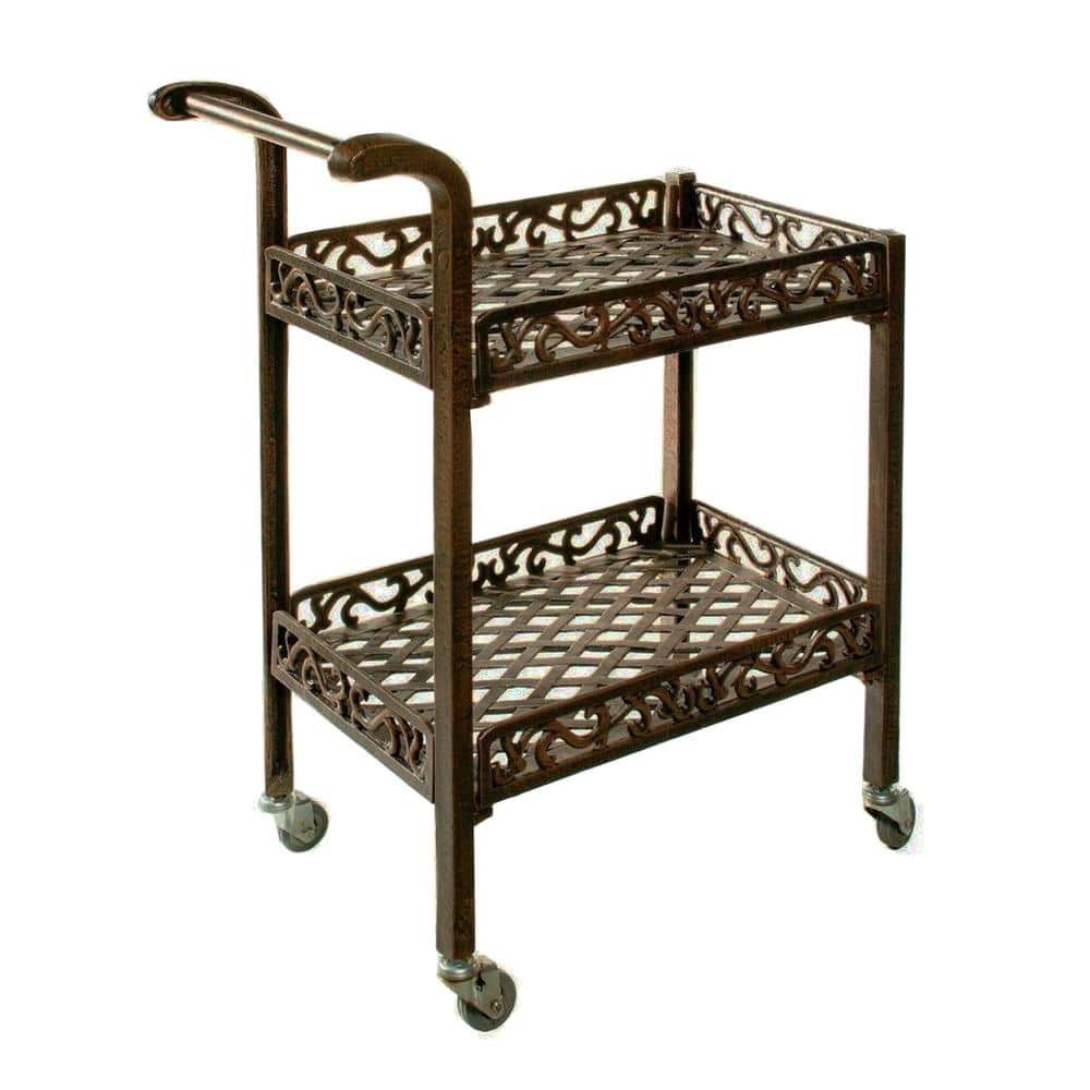 Oakland Living Outdoor and Indoor Solid Aluminum Bronze Serving Cart