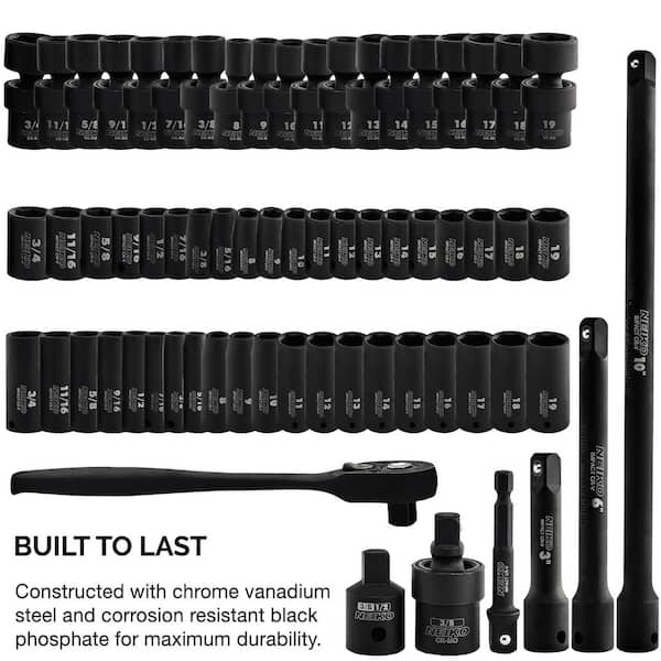 【nao】　6点セット NEIKO 3/8 in. Drive SAE and Metric 6-Point Deep Impact Socket Set