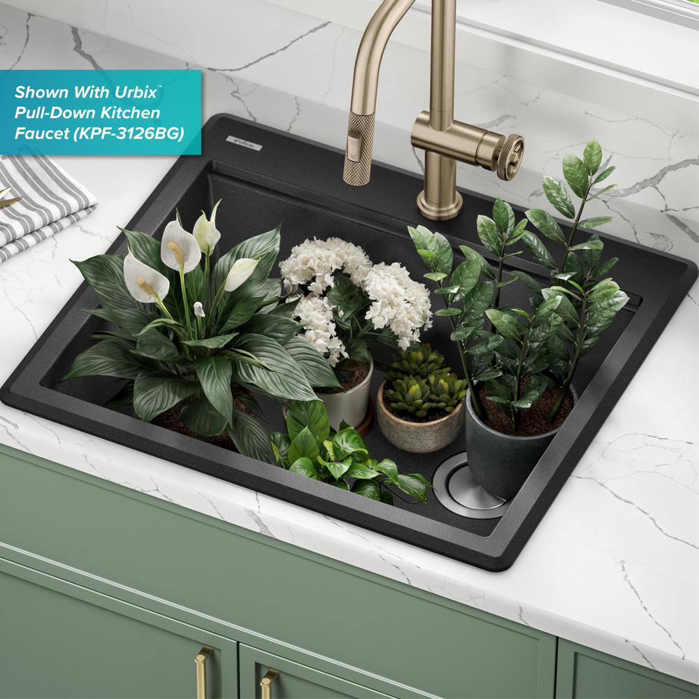 Metallic Black Granite Composite Single Bowl Kitchen Sink