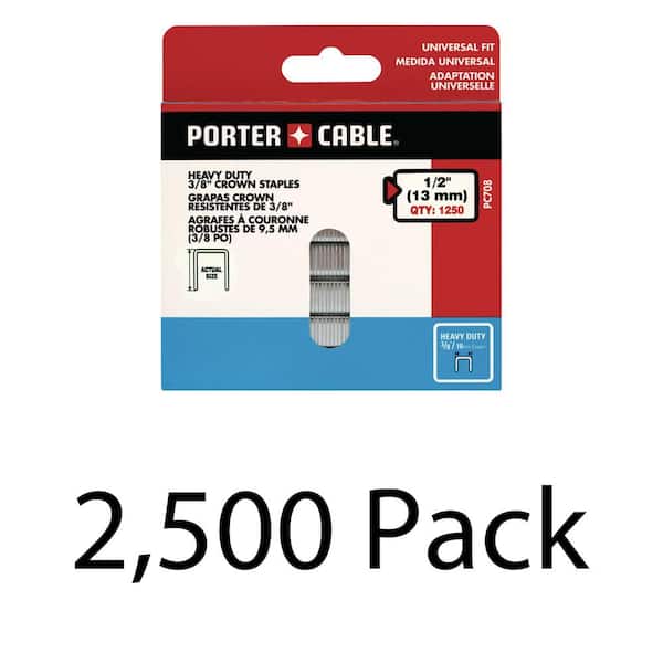 Porter-Cable 3/8 in. x 1/2 in. Glue Collated Crown Staple 2 Boxes (1250 per Box)