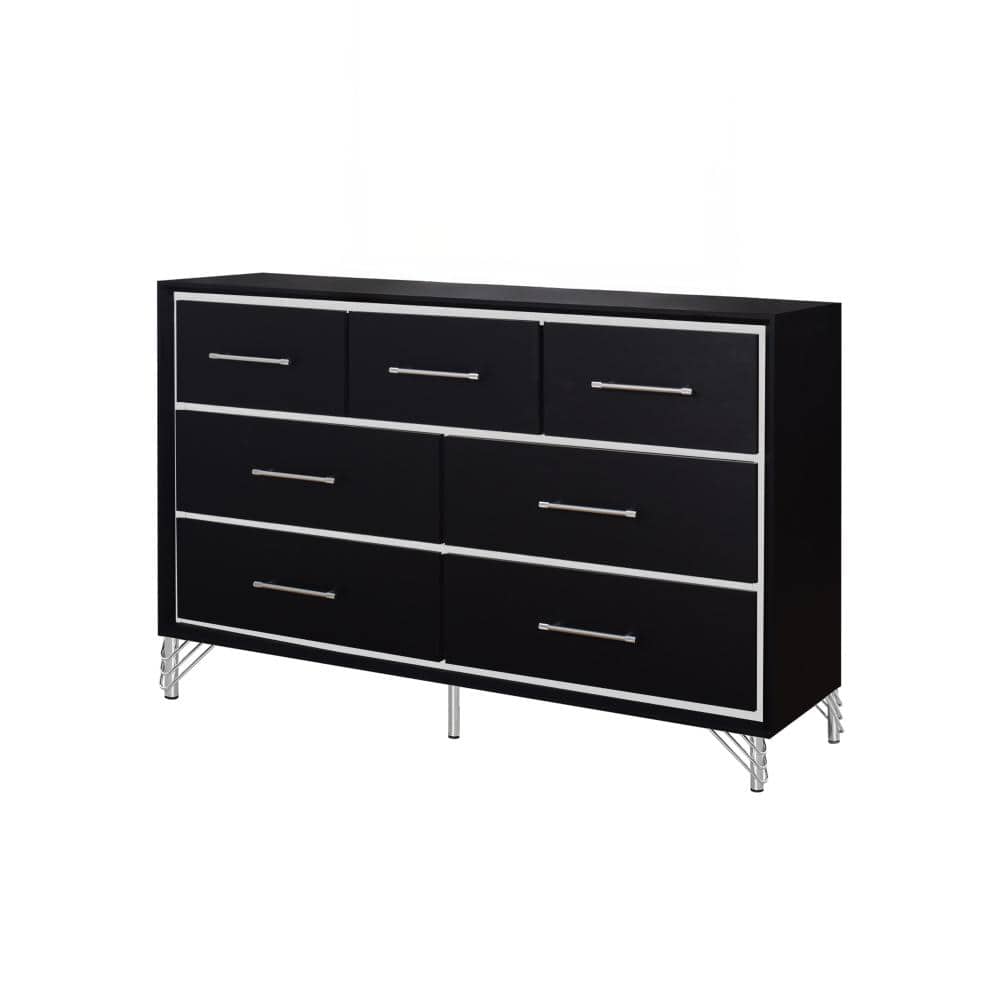 New Classic Furniture Ava Rubberwood 7 Metal Glide Drawers Dresser in Ebony price history on PriceWatchPro