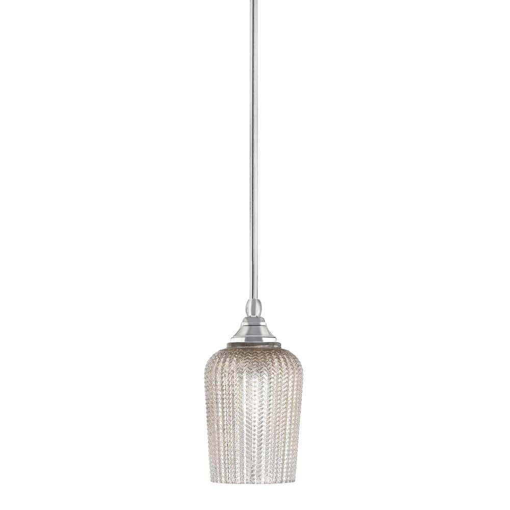 Sparta 100-Watt 1-Light Chrome Shaded Pendant Light Mini Pendant with Silve