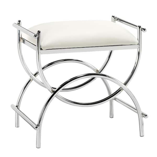 Home Decorators Collection Curve 20.5 in. W x 13.5 in. D Vanity Bench in Chrome