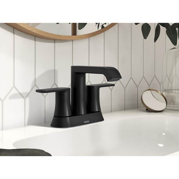 Genta 4 in. Centerset Double-Handle Bathroom Faucet in Matte Black