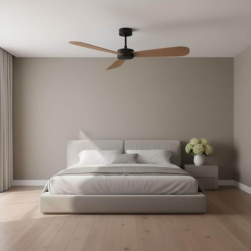 Paddle Smart 52 in. Midnight Black Downrod Mount Standard Ceiling Fan with Remote and Oak Blades price history on PriceWatchPro