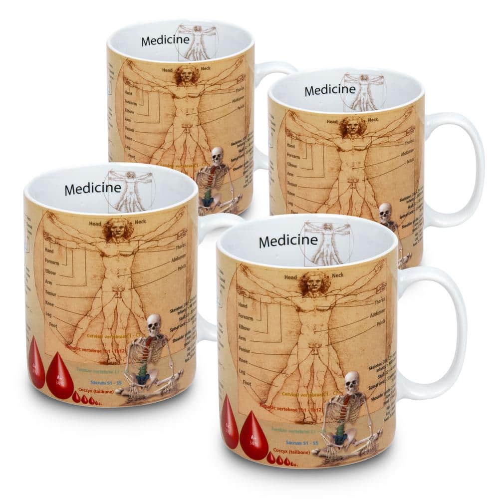 Konitz 4-Piece Mug of Knowledge Medicine Porcelain Mug Set 4413301909 - The  Home Depot
