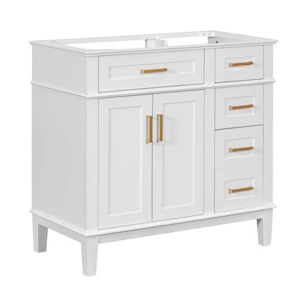 JimsMaison 36 in. W x 18 in. D x 34 in. H Bath Vanity Cabinet without Top in White