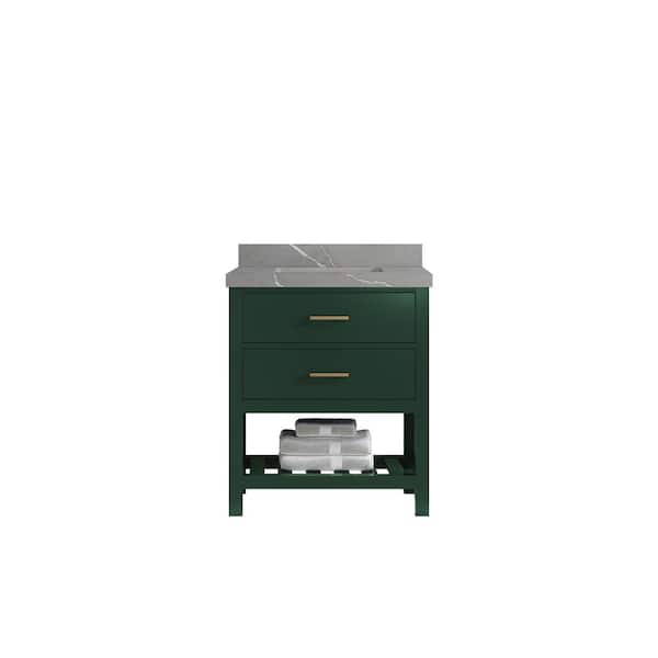 Willow Collections Parker 30 in. W x 22 in. D x 36 in. H Bath Vanity in Lafayette Green with 2 in. Piatra Quartz Top