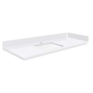 Silestone 49.25 in. W x 22.25 in. D Quartz White Rectangular Single Sink Vanity Top in Miami White