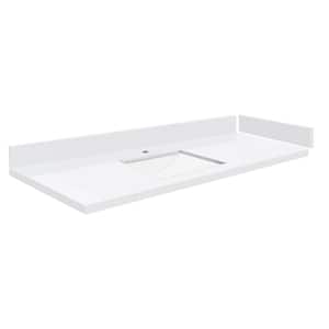 Silestone 49.5 in. W x 22.25 in. D Quartz White Rectangular Single Sink Vanity Top in Miami White