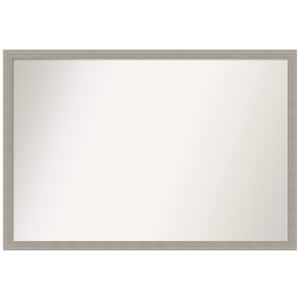 Woodgrain Stripe Grey 38 in. x 26 in. Non-Beveled Casual Rectangle Wood Framed Wall Mirror in Gray