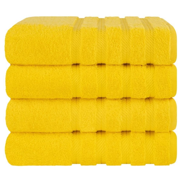 Bath Towel Set, 4-Piece 100% Turkish Cotton Bath Towels, 27 x 54 in. Super Soft Towels for Bathroom, Yellow