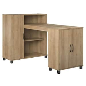 Lonn 59.61 in. Natural Hobby and Craft Writing Desk with Storage Cabinet