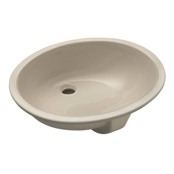 KOHLER Caxton Vitreous China Undermount Bathroom Sink with Glazed Underside in Sandbar with Overflow Drain