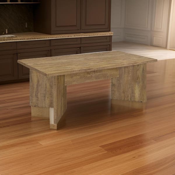 Benjara 84 in. Brown Wood Sled Legs Dining Table Seating 8