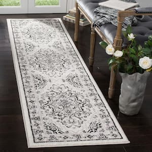 Skyler Gray/Ivory 2 ft. x 6 ft. Floral Border Runner Rug