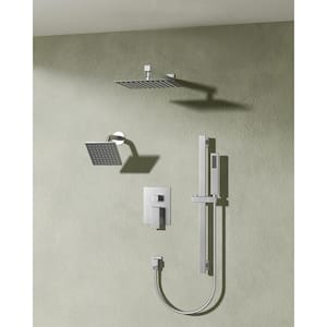 3-spray Dual Shower Head and Handheld Shower Head with LCD Temperature Display 2.5 GPM in Brushed Nickel(Valve Included)