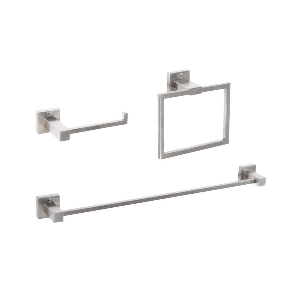 Timeless Home 3-Piece Bath Hardware Set with Mounting Hardware in Brushed N
