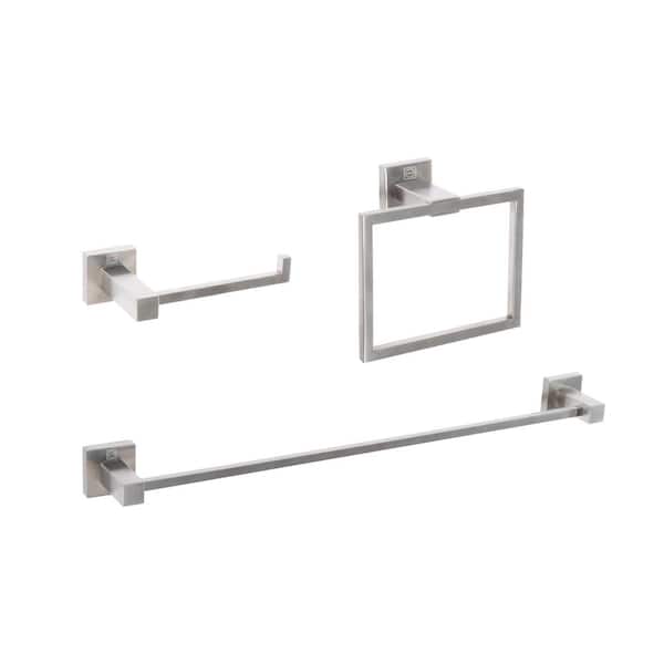 Unbranded Timeless Home 3-Piece Bath Hardware Set with Mounting Hardware in Brushed Nickel
