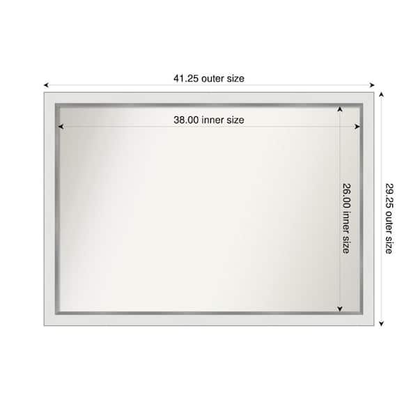 Amanti Art Medium Rectangle Satin White Silver Casual Mirror (29 in. H x 41 in. W)