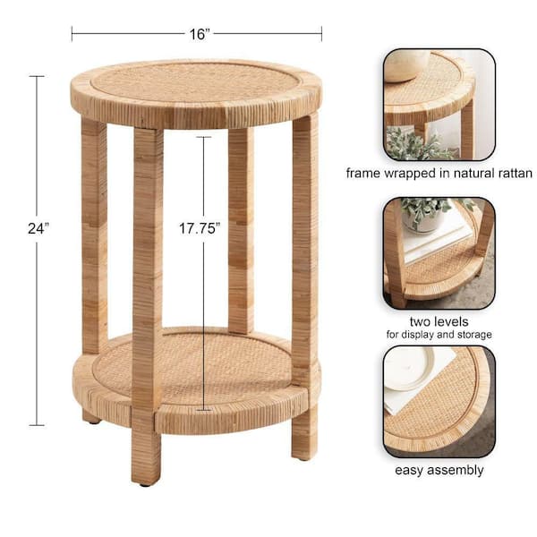 Kate and Laurel Rafina 16 in. Natural Round MDF End Table 228255
