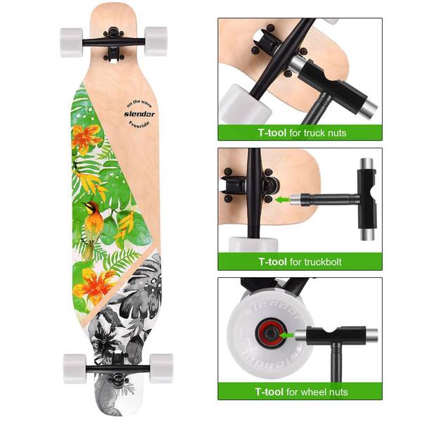 SEEUTEK Cosmo 42 in. Green Longboard Skateboard Drop Through