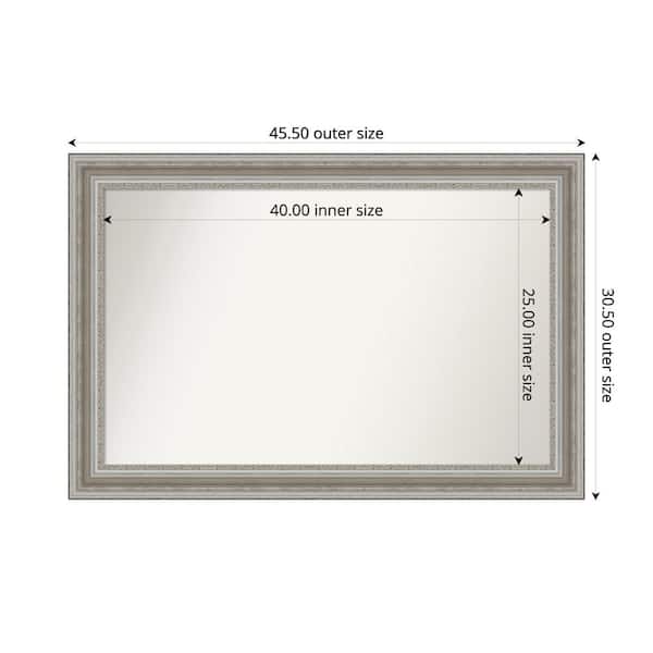 Amanti Art Parlor Silver 45.5 in. x 30.5 in. Custom Non-Beveled Recycled Polystyrene Framed Bathroom Vanity Wall Mirror